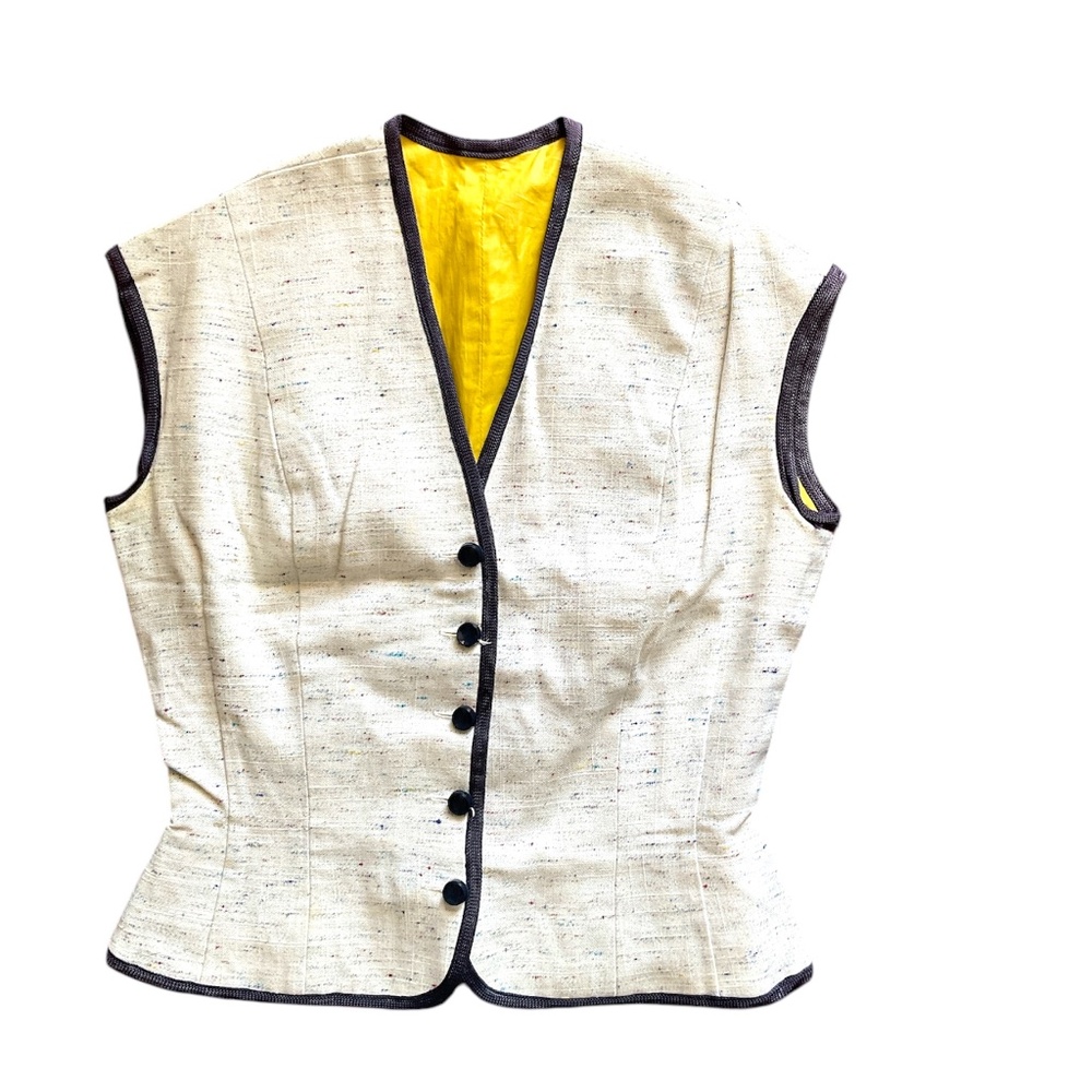 Women’s medium Stylish Cream Vest with Black Trim